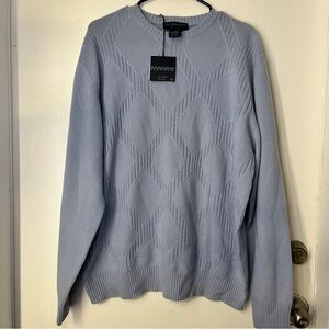 Vintage Men's Light Blue Crewneck 100% Cashmere Knit Sweater Old Money Size L
